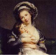 Elisabeth Louise Viegg-Le Brun Self portrait in a Turban with Julie, Spain oil painting artist